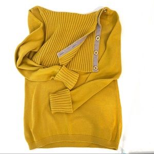 Banana Republic Button Cowl Neck Sweater in Mustard Yellow (Gold Orchid)